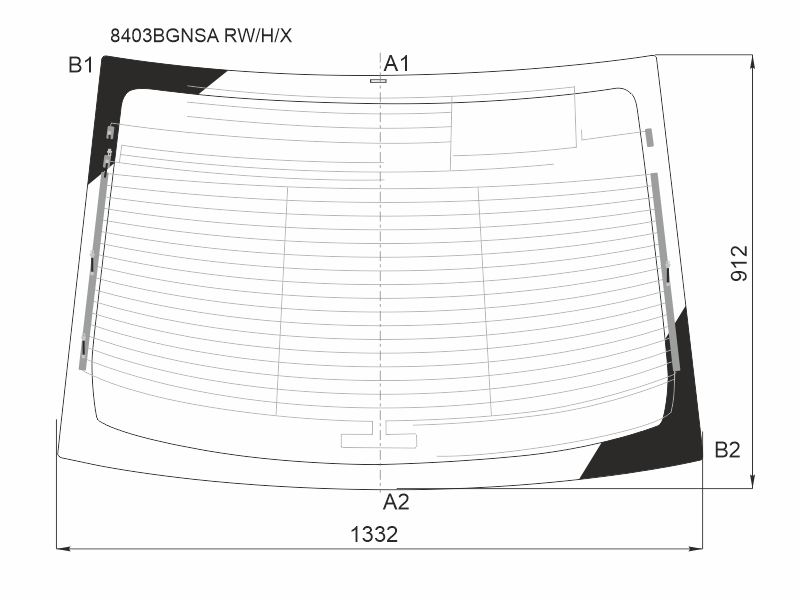 XYG Стекло заднее (Цвет зеленый/ Обогрев/ Антенна) Toyota Camry (XV50) 11-18 / Aurion 12-15