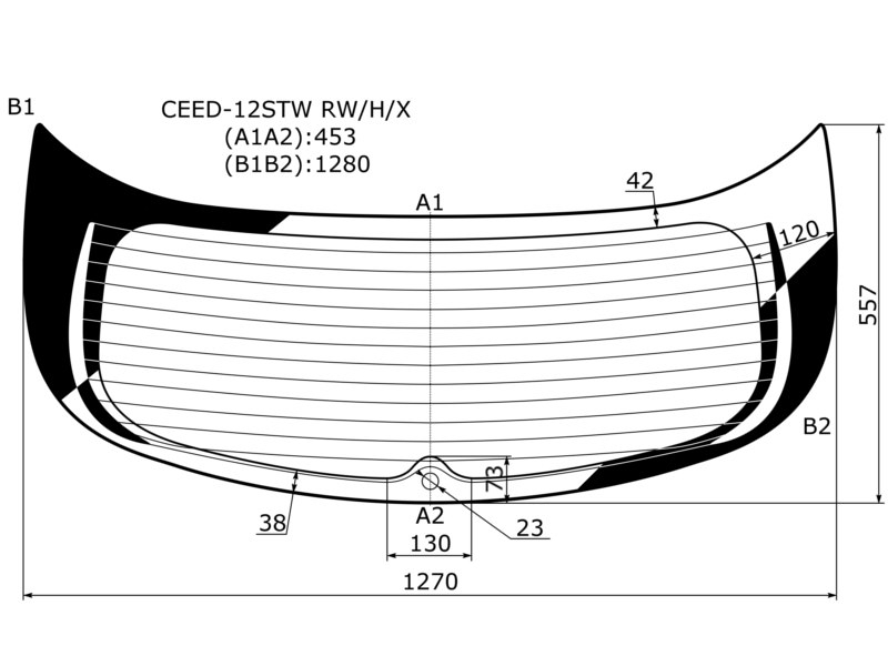 XYG Стекло заднее (Цвет зеленый/ Обогрев/ 5D WGN) Kia Ceed 12-18