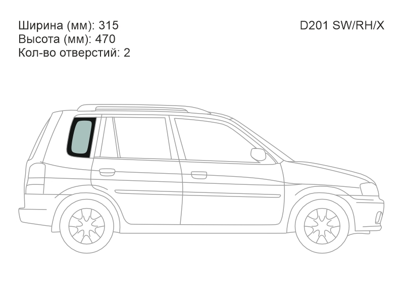 XYG Стекло кузова боковое (не опускное) (Справа/ Цвет зеленый) Mazda Demio 96-02