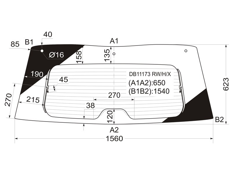 XYG Стекло заднее (Цвет зеленый/ Обогрев) Chevrolet Tahoe 06-14 / Cadillac Escalade 06-15