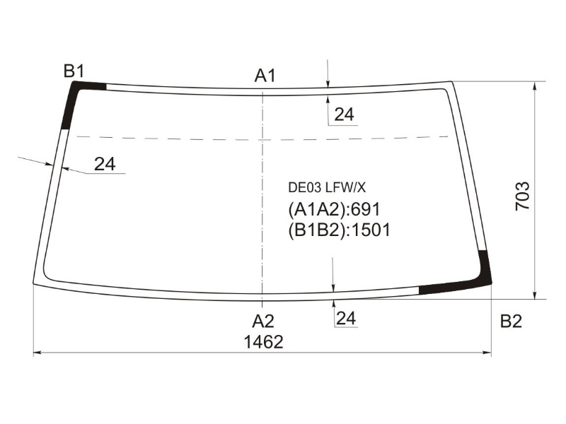 XYG Стекло лобовое Mitsubishi Delica 89-99 / Hyundai Grace 93-03