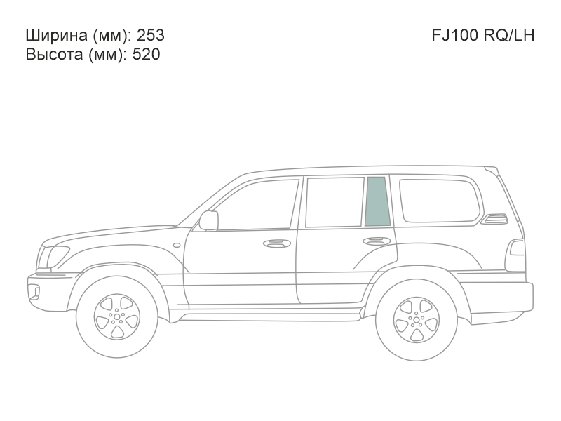 XYG Стекло форточки (Сзади/ Слева/ Цвет зеленый) Toyota Land Cruiser (J100) 98-07 / Lexus LX 98-07