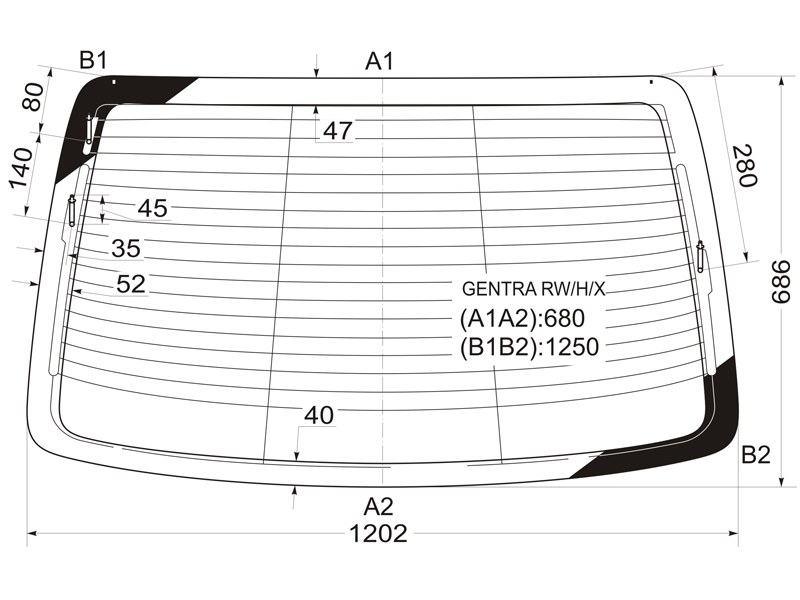 XYG Стекло заднее (Цвет зеленый/ Обогрев/ Антенна) Chevrolet Aveo 05-11 / Nexia 20