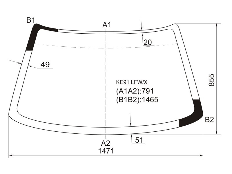 XYG Стекло лобовое Toyota Corolla (E90) 87-92 / Sprinter 87-91