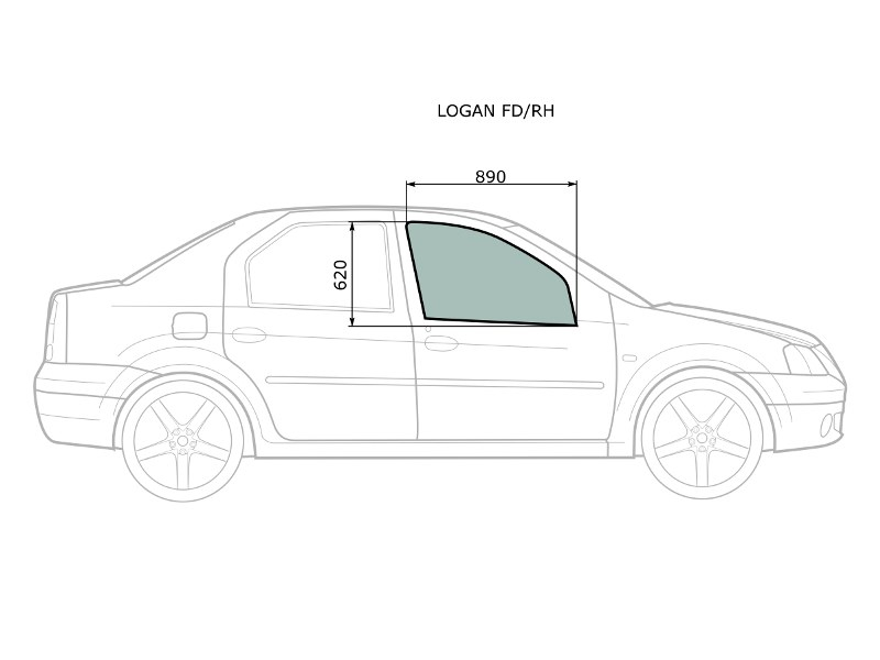 XYG Стекло боковое опускное (Спереди/ Справа/ Цвет зеленый) LADA Largus 12- / Renault Logan 04-16