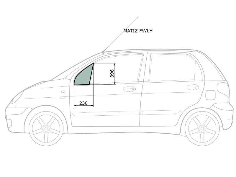 XYG Стекло форточки (Спереди/ Слева/ Цвет зеленый) Chevrolet Matiz 04-05 / Daewoo Matiz 97-15