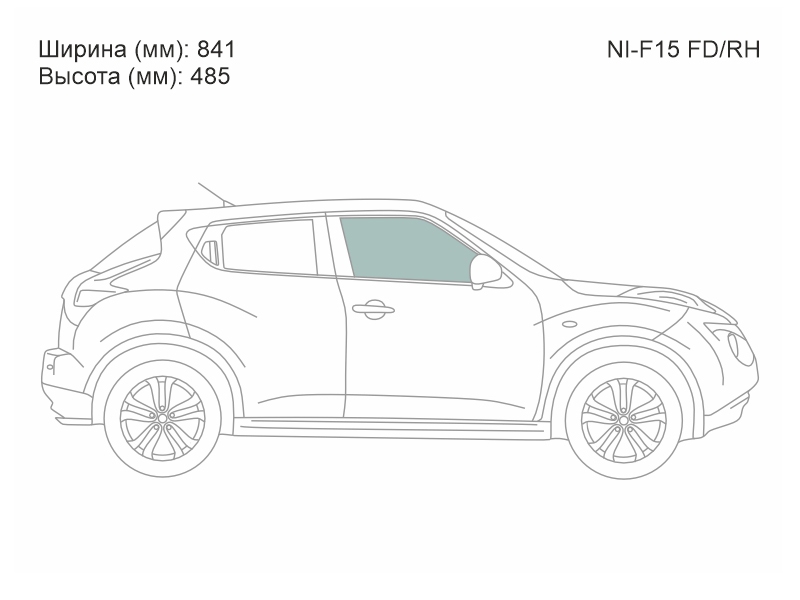 XYG Стекло боковое опускное (Спереди/ Справа/ Цвет зеленый) Nissan Juke 10-20