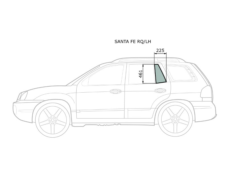 XYG Стекло форточки (Сзади/ Слева/ Цвет зеленый) Hyundai Santa Fe 00-06 / Santa Fe Classic 07-13