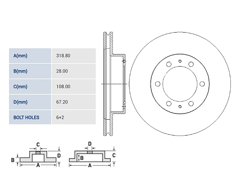 HI-Q/SANGSIN BRAKE Диск тормозной (Спереди) Toyota Hilux Pick Up 08-20 / 4Runner 02-09