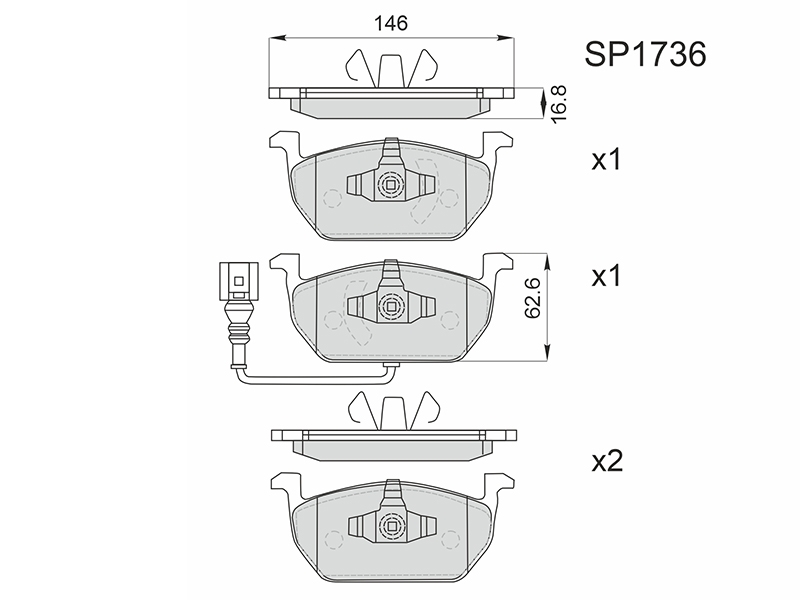 HI-Q/SANGSIN BRAKE Колодки тормозные (Спереди) Audi A3 12-19 / Skoda Octavia 04-20