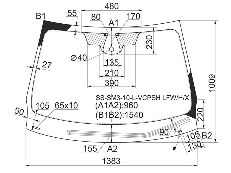 XYG Стекло лобовое (Обогрев щеток/ Датчик дождя) Renault Fluence 09-17 / Megane 08-16