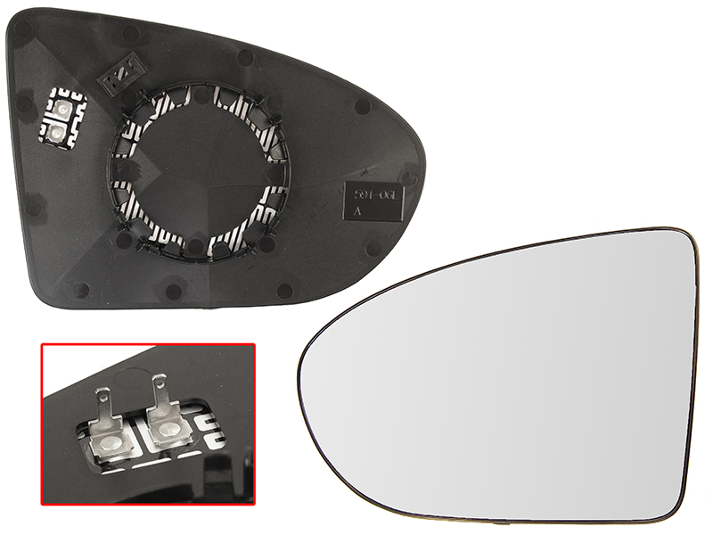 SAT Полотно зеркала Nissan Qashqai 06-13 / Qashqai+2 08-14 (Слева/ Обогрев/ сферическое)