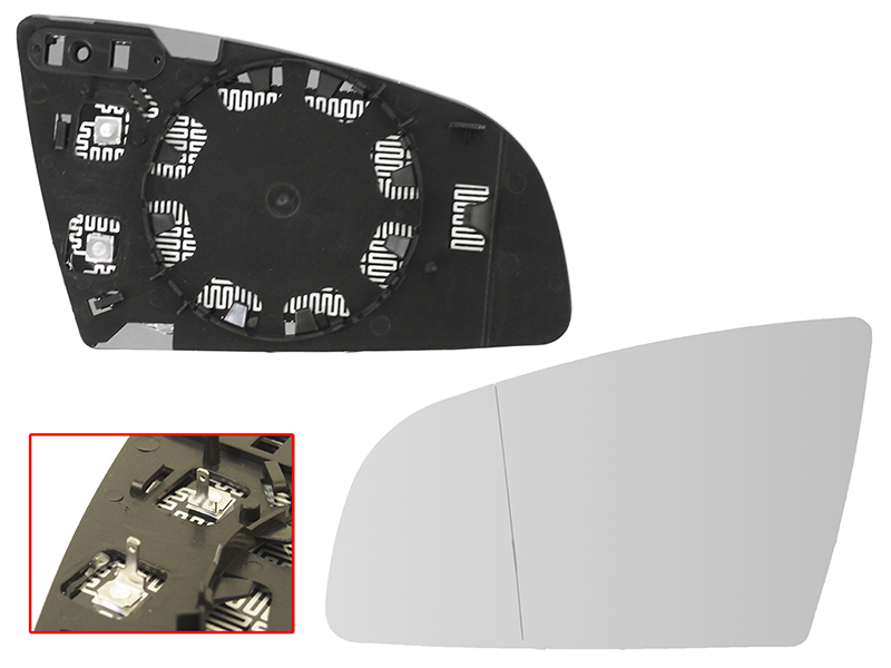 SAT Полотно зеркала Audi A3 03-08 / A4 00-09 (Слева/ Обогрев/ асферическое)