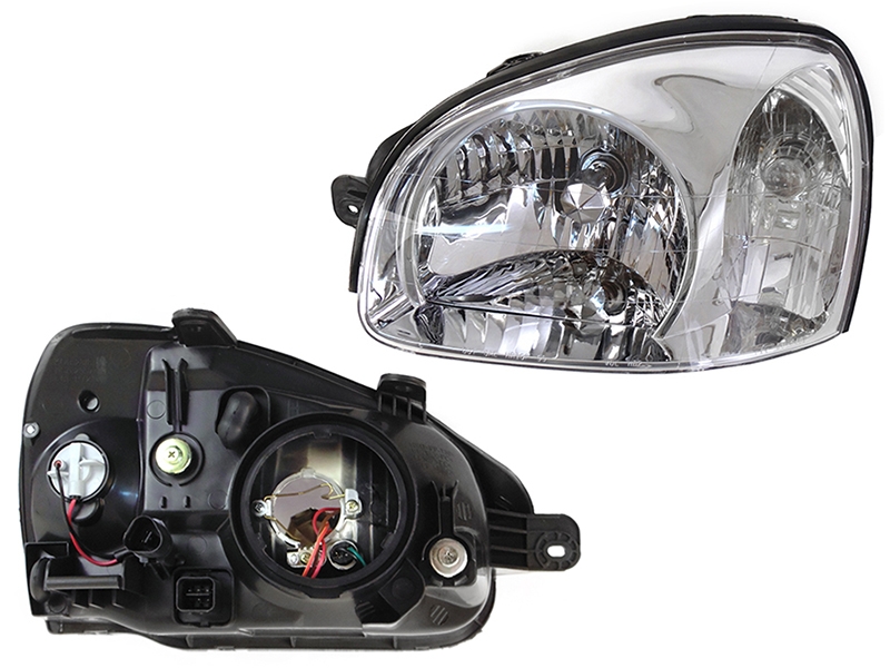 SAT Фара Hyundai Santa Fe 00-06 / Santa Fe Classic 07-13 (Слева/ Галоген/ Ручная регулировка)