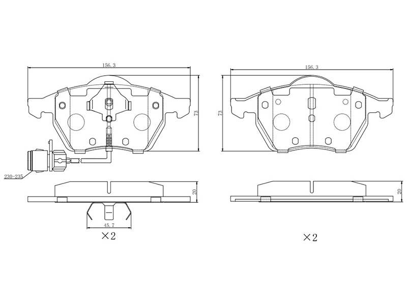 Деталь SAT Колодки тормозные (Спереди) Audi A4 99-09 / A6 94-10