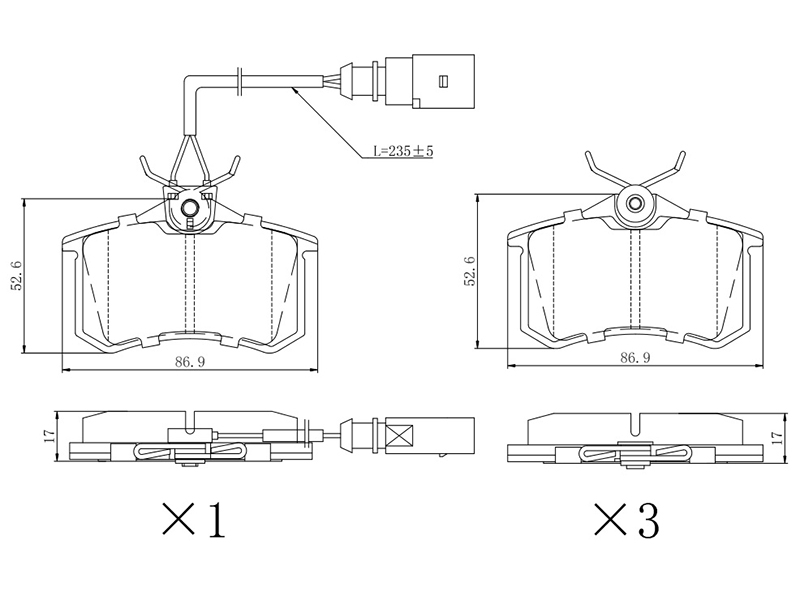 SAT Колодки тормозные (Сзади) Audi A3 96-13 / A4 94-09